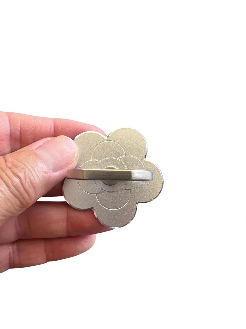 Silver Flower Design Phone Finger Holder